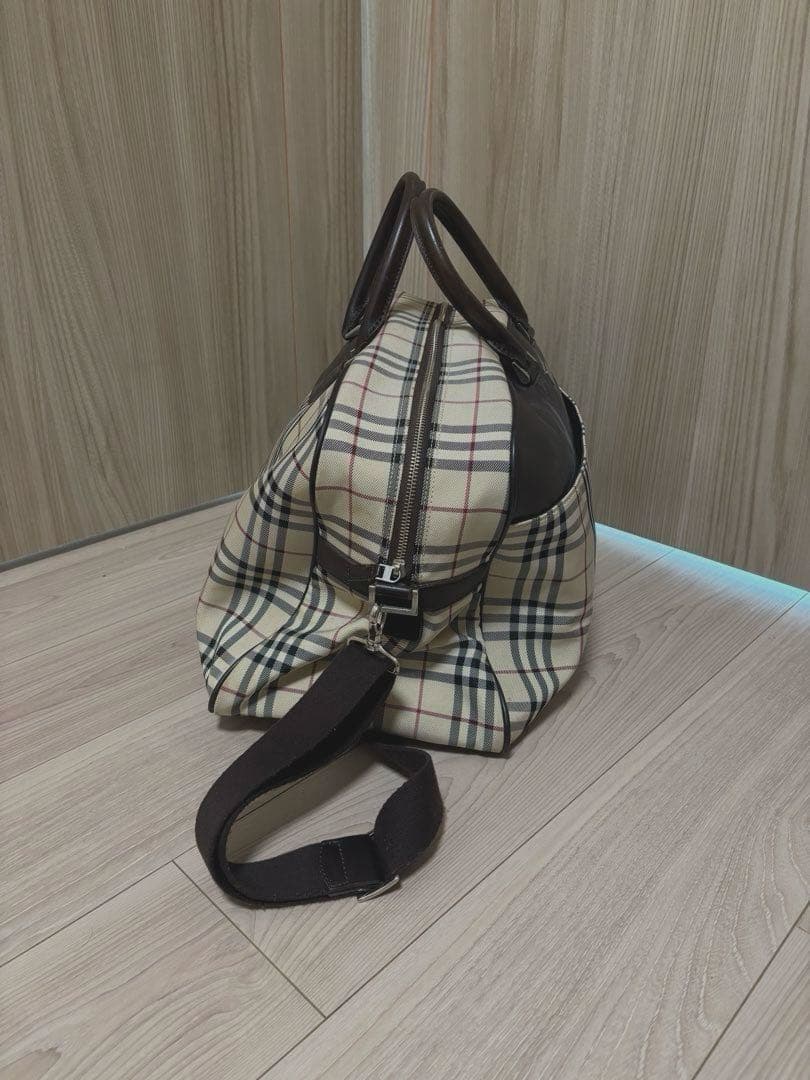 BURBERRY　バーバリー ボストンバッグ ノバチェック 大容量 ロゴプレート