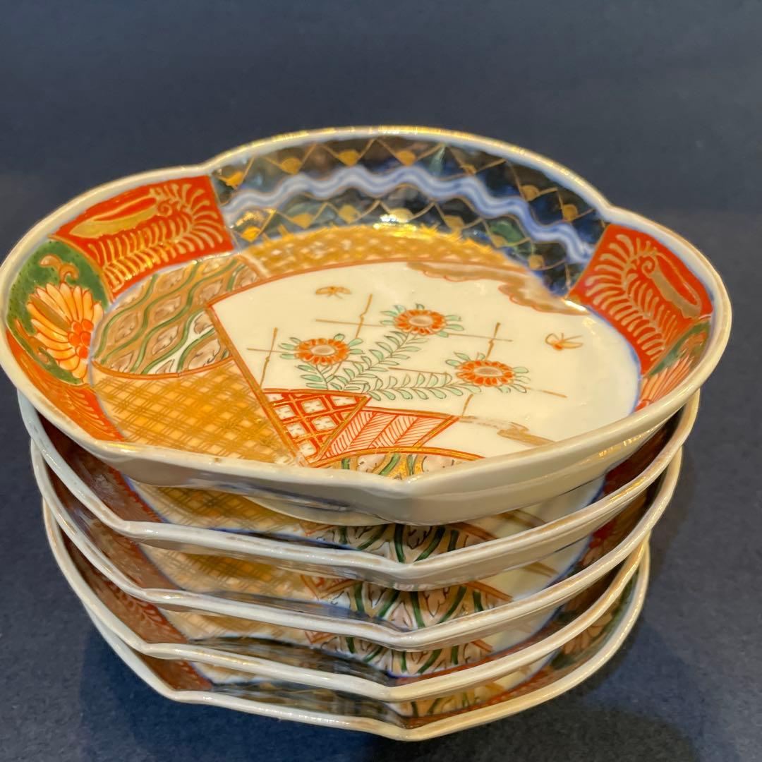 「幕末〜明治期」の古伊万里【変形皿】5枚セット　※アンティーク　骨董品