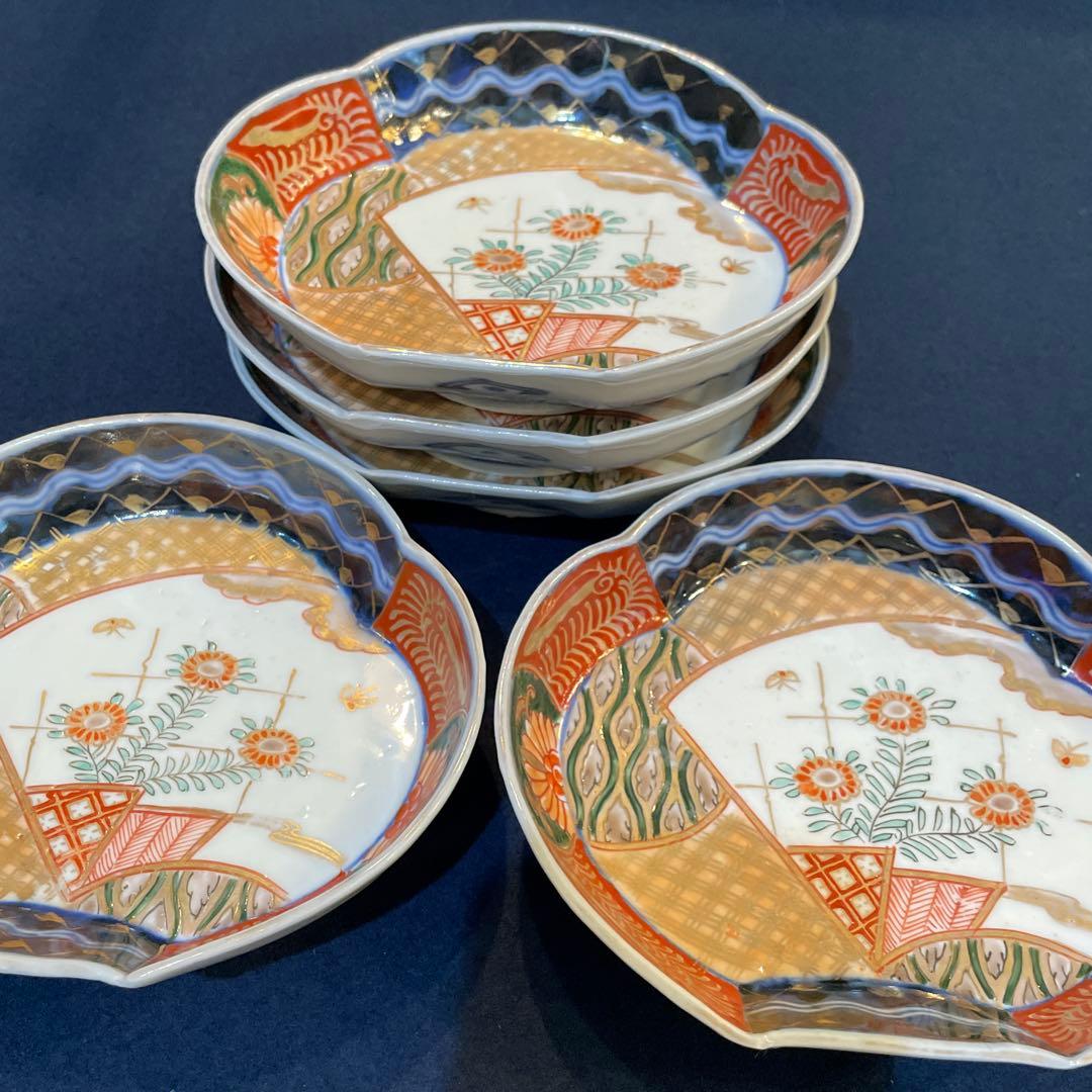 「幕末〜明治期」の古伊万里【変形皿】5枚セット　※アンティーク　骨董品