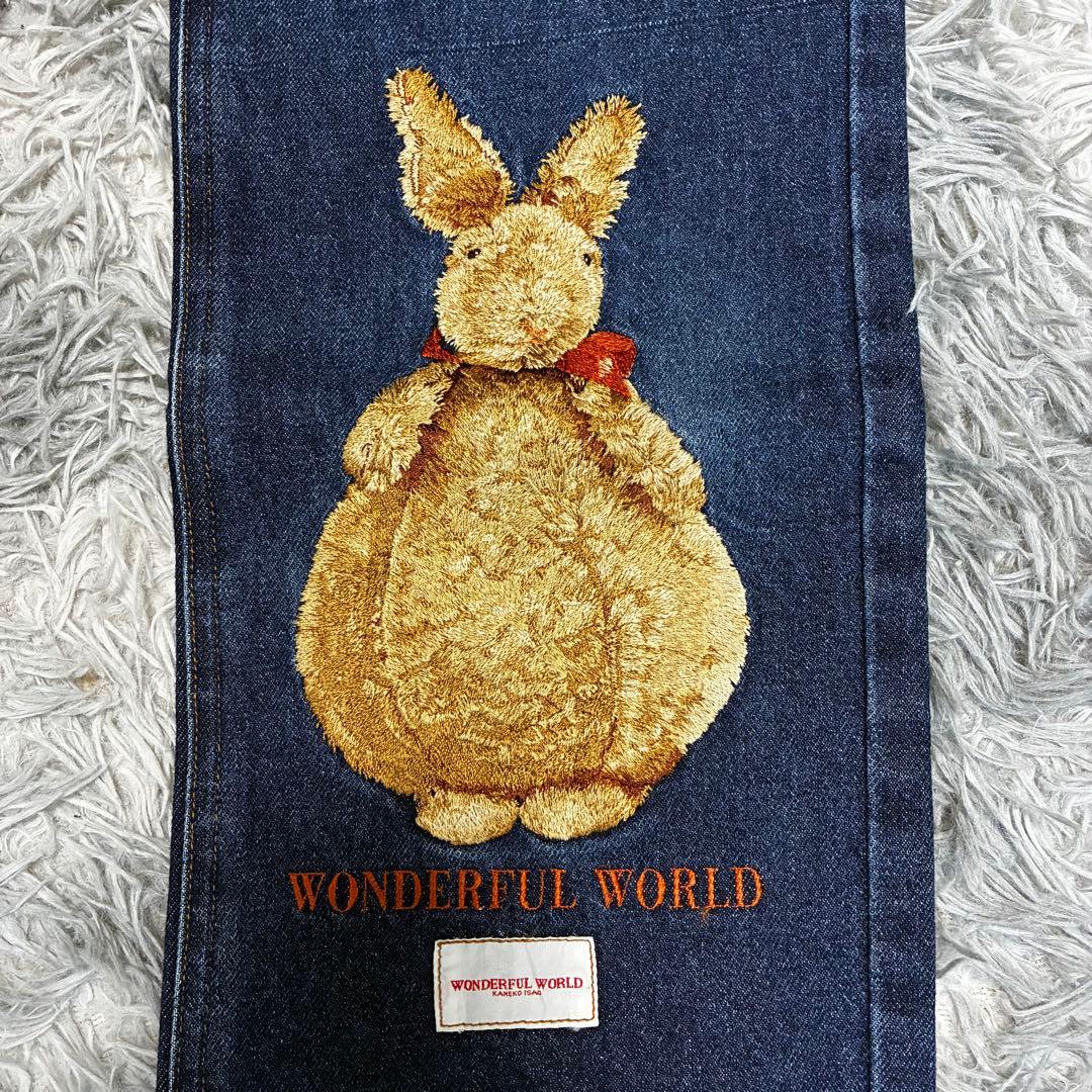 希少　美品☆ワンダフルワールド くま刺繍ワッペン デニム　ジーンズ　カネコイサオ