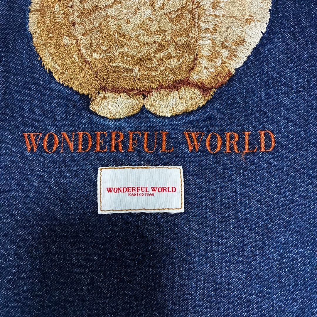 希少　美品☆ワンダフルワールド くま刺繍ワッペン デニム　ジーンズ　カネコイサオ