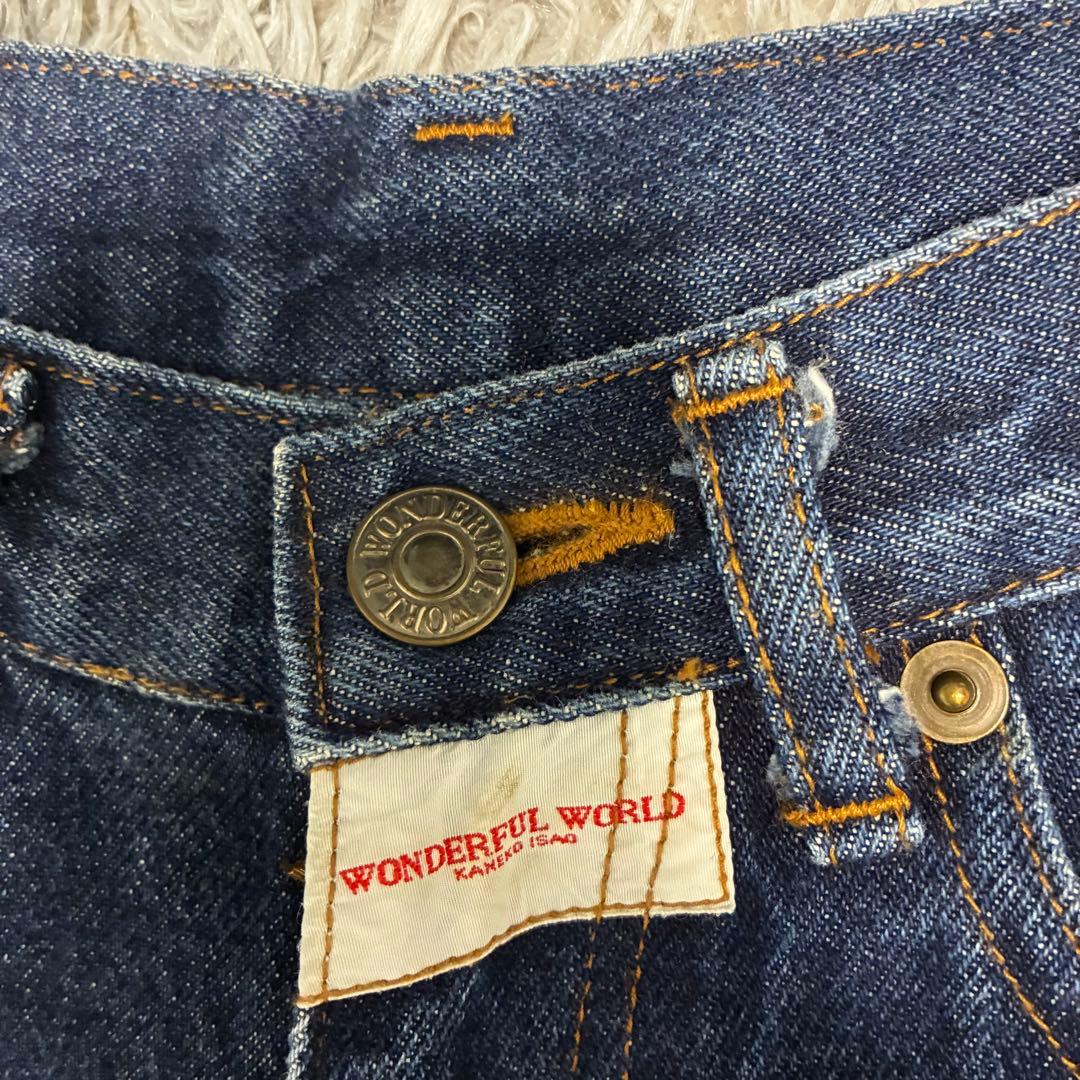 希少　美品☆ワンダフルワールド くま刺繍ワッペン デニム　ジーンズ　カネコイサオ