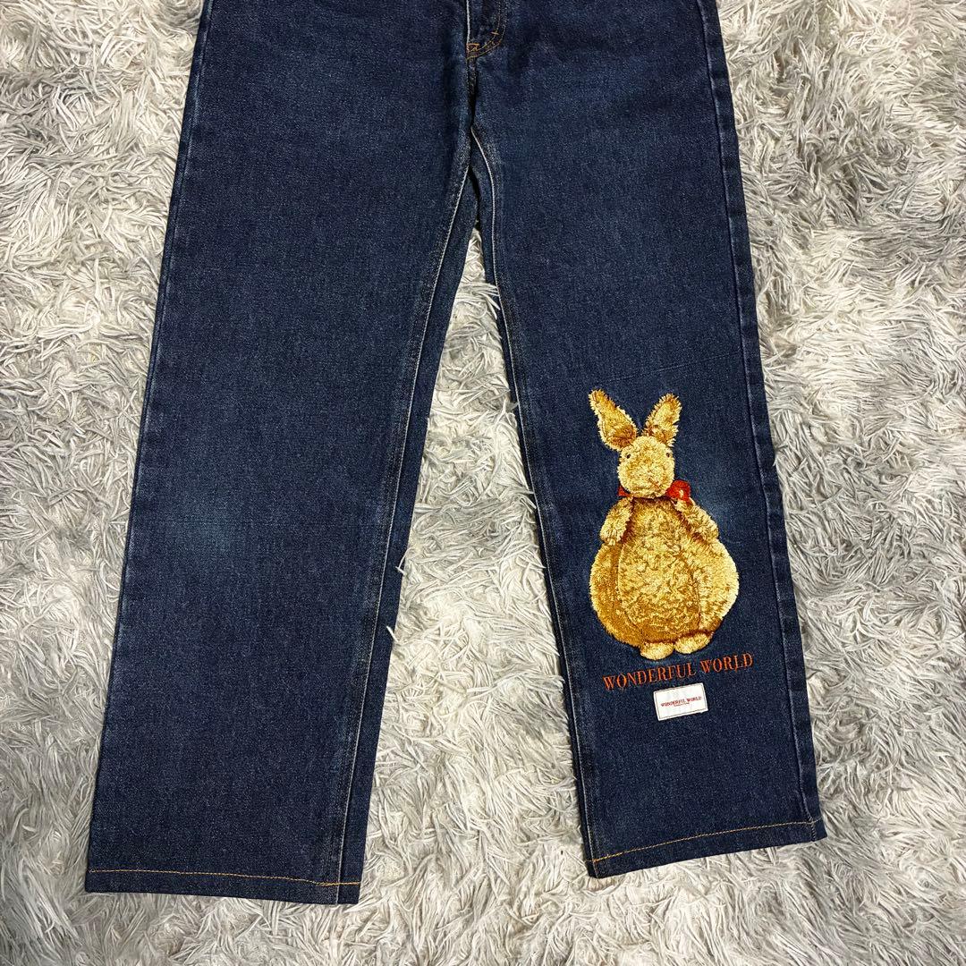 希少　美品☆ワンダフルワールド くま刺繍ワッペン デニム　ジーンズ　カネコイサオ