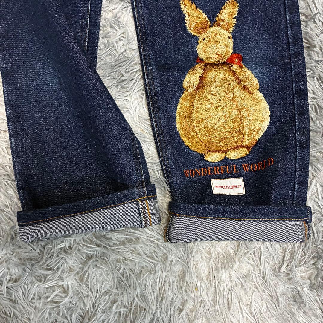 希少　美品☆ワンダフルワールド くま刺繍ワッペン デニム　ジーンズ　カネコイサオ