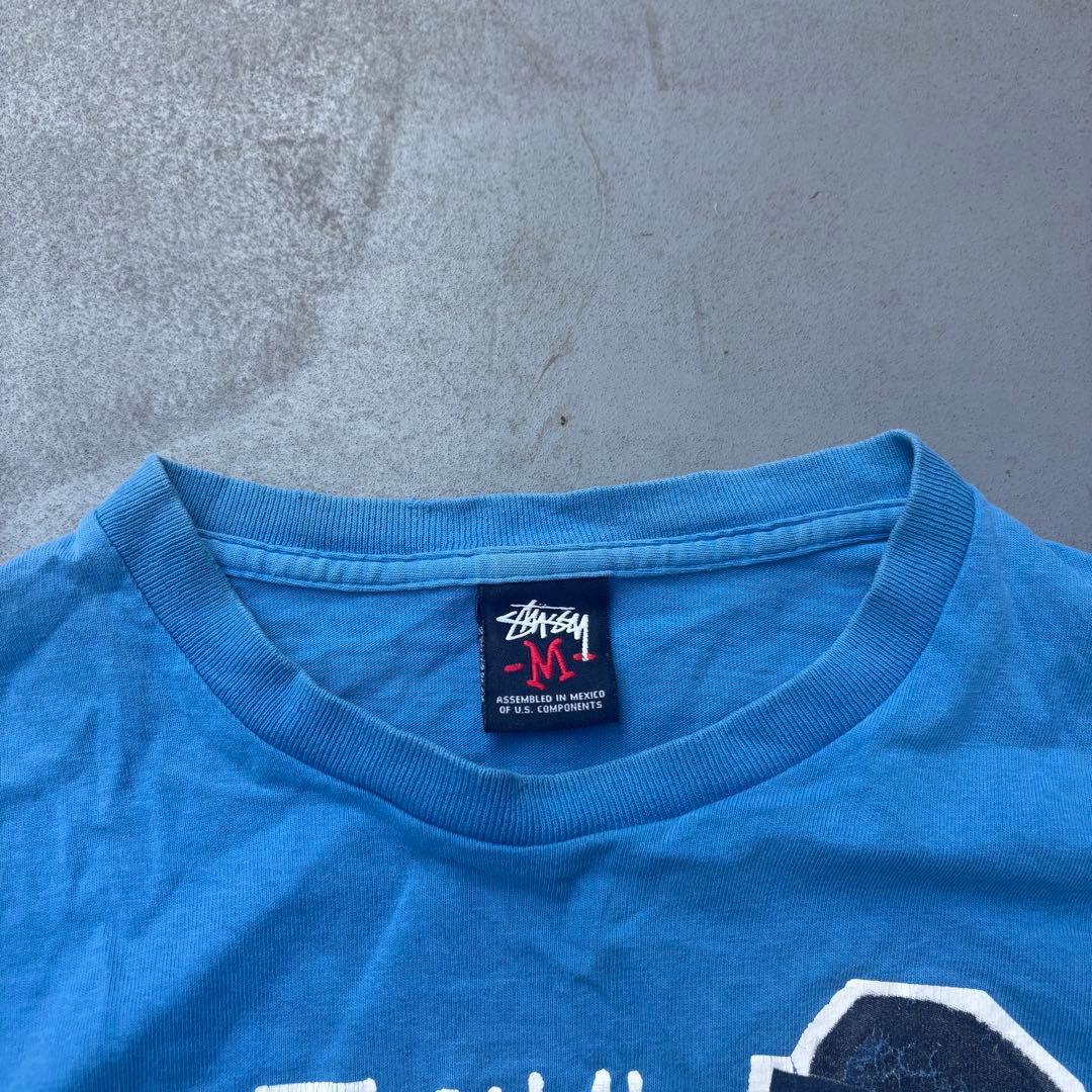 00s Old stussy プリント　青　半袖　tシャツ　カットソー　メンズ