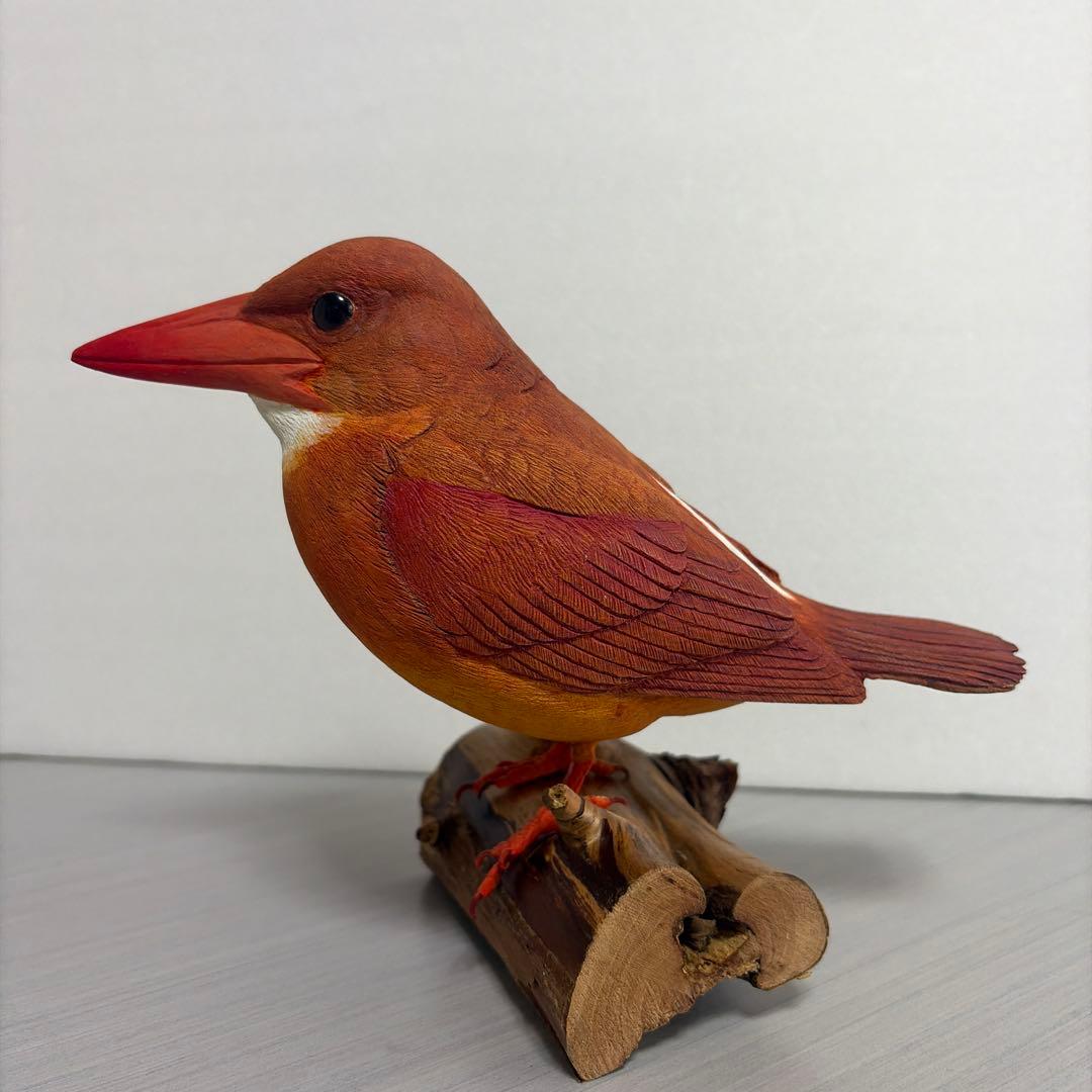 一点物　野鳥アカショウビン　彫刻　木彫り　リアルバードカービング
