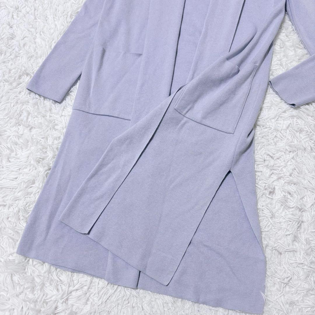 kay me ケイミー　ロングカーディガン　スリット　金沢産　くすみブルー　F