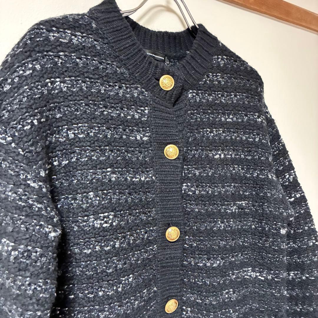美品23区 ツイードニット ジャケット 金ボタン ゆったり大きめ 人気 定番
