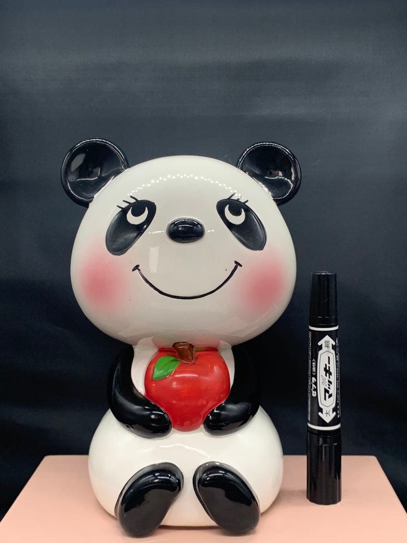 内藤ルネ　パンダ　大　リンゴ　陶器　貯金箱