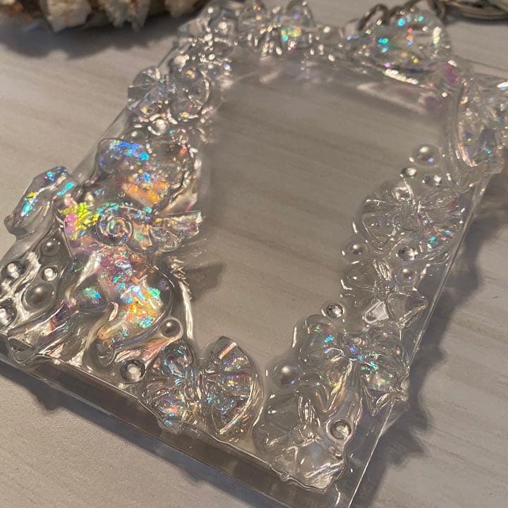 ハンドメイド トレカキーホルダーデコ オーロラユニコーン