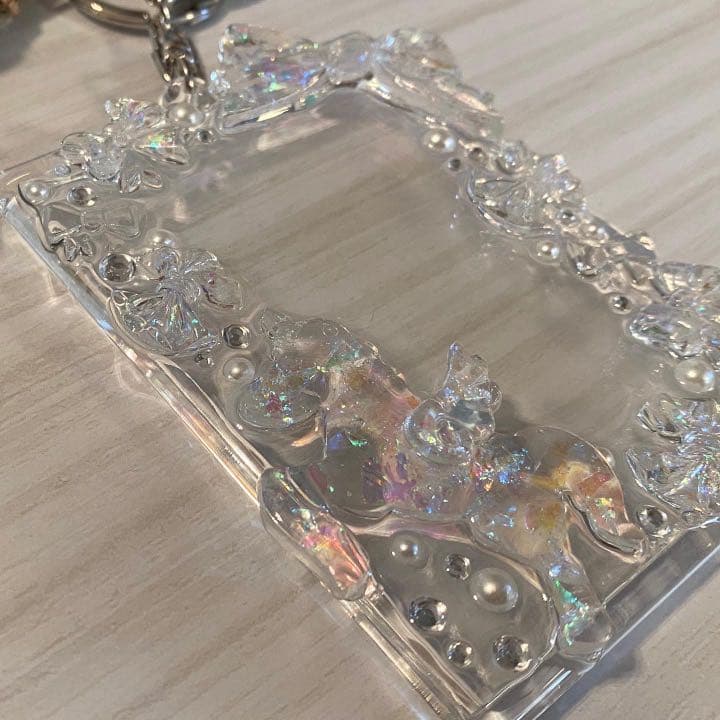 ハンドメイド トレカキーホルダーデコ オーロラユニコーン