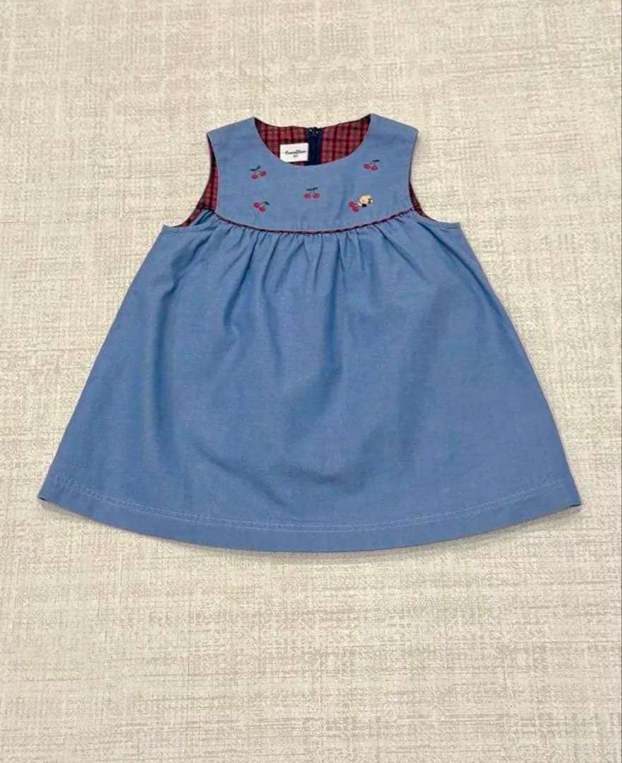 ファミリア　ワンピース 80 現行品　familiar チェリー刺繍