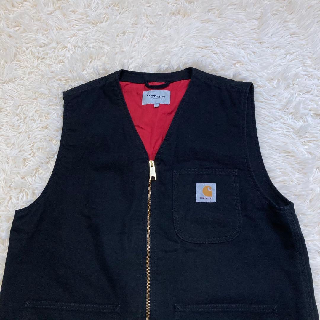 カーハート　carhartt ベスト　デニム調　ブラック　ロゴ　Lサイズ