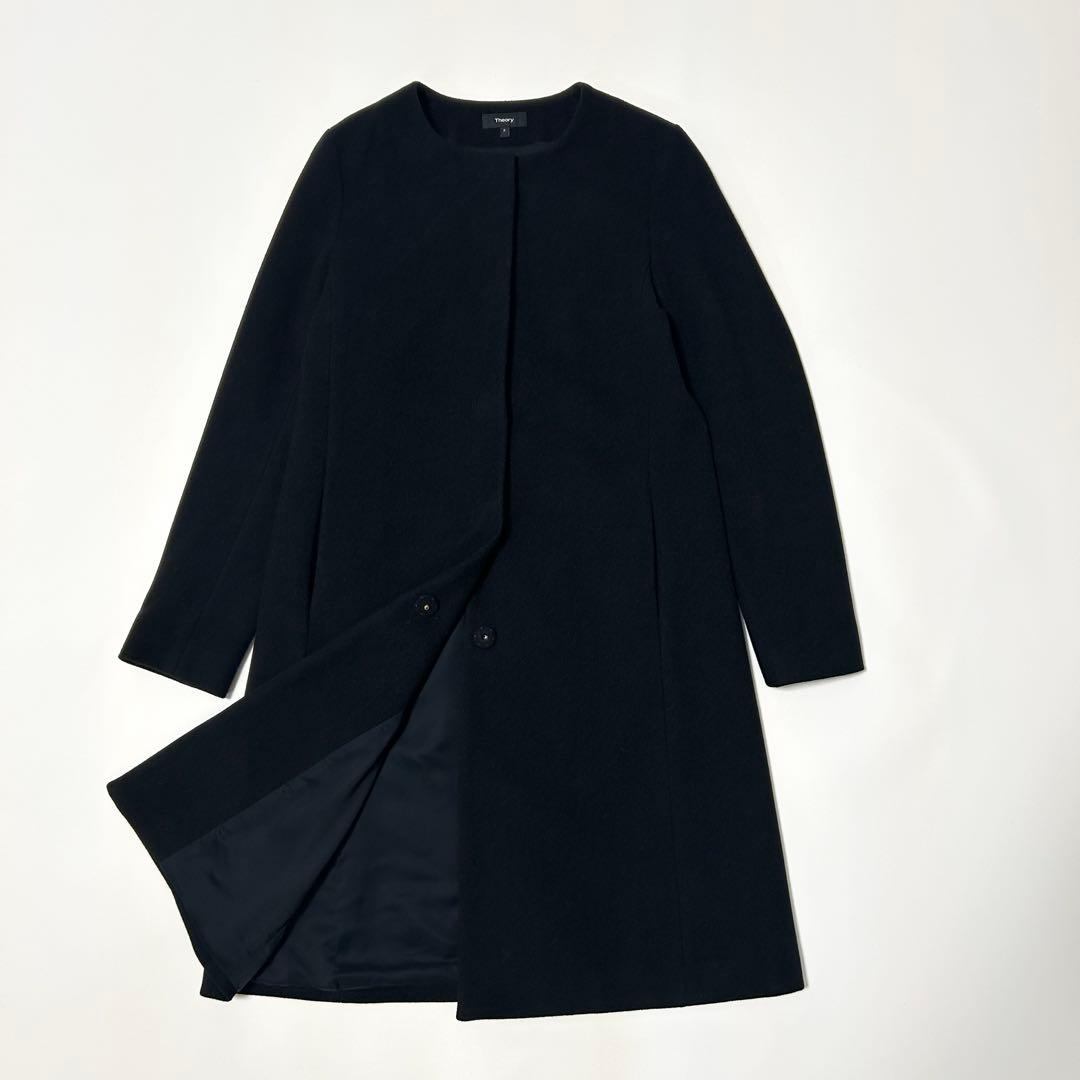 美品✨ Theory ALVIN MELT ノーカラーコート 比翼 Aライン