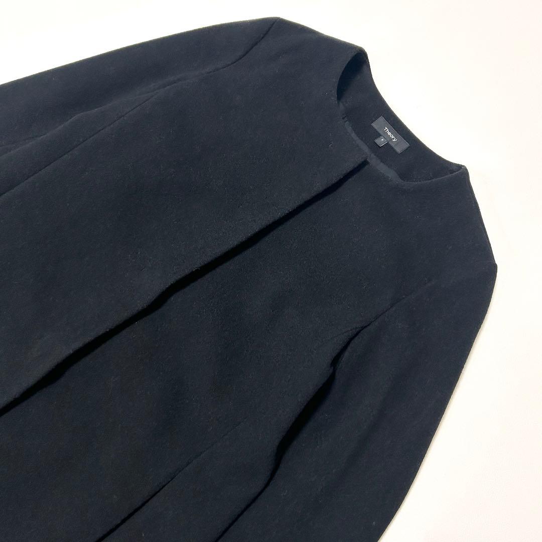 美品✨ Theory ALVIN MELT ノーカラーコート 比翼 Aライン