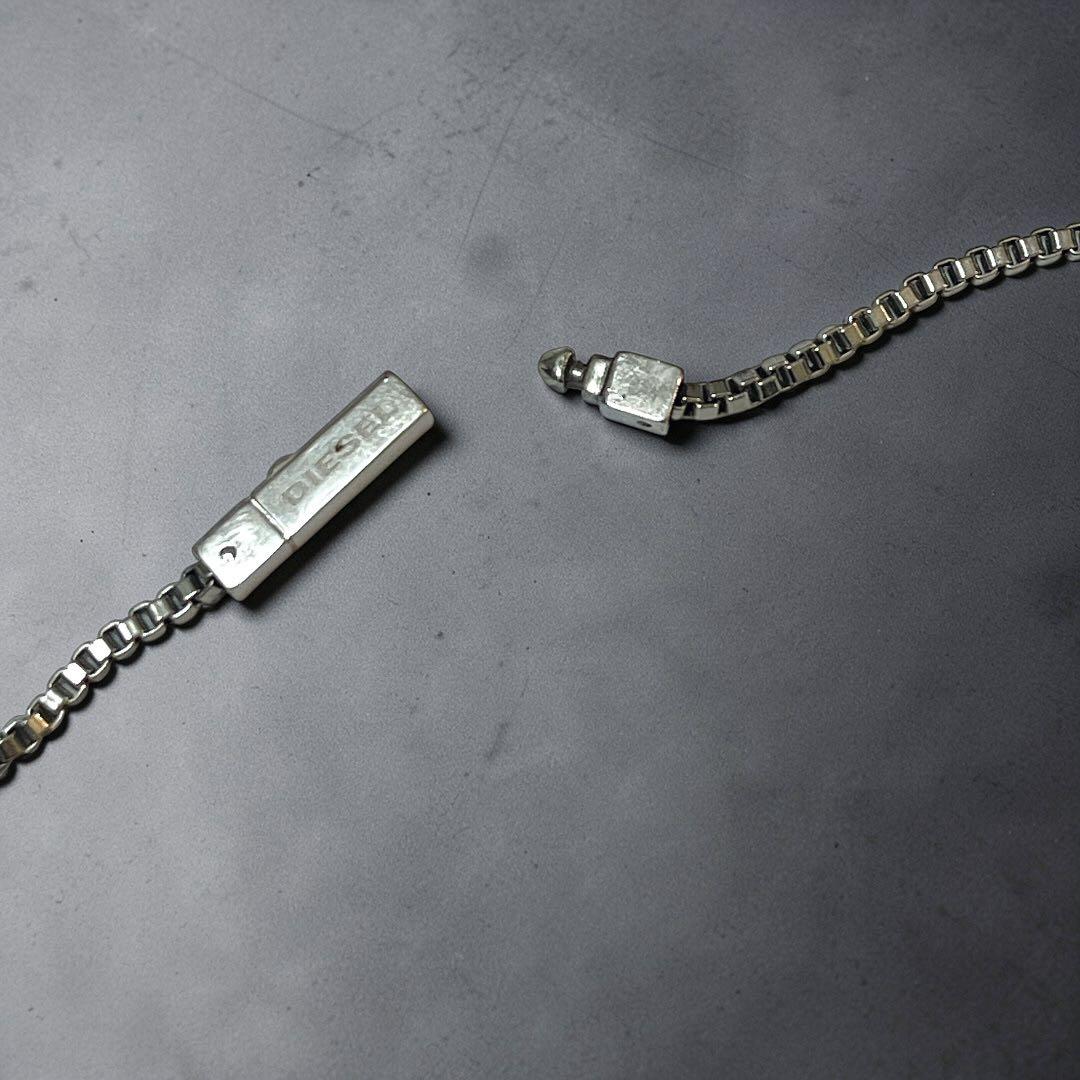 【美品】DIESEL ロングネックレス ステンレス シルバー ブラック