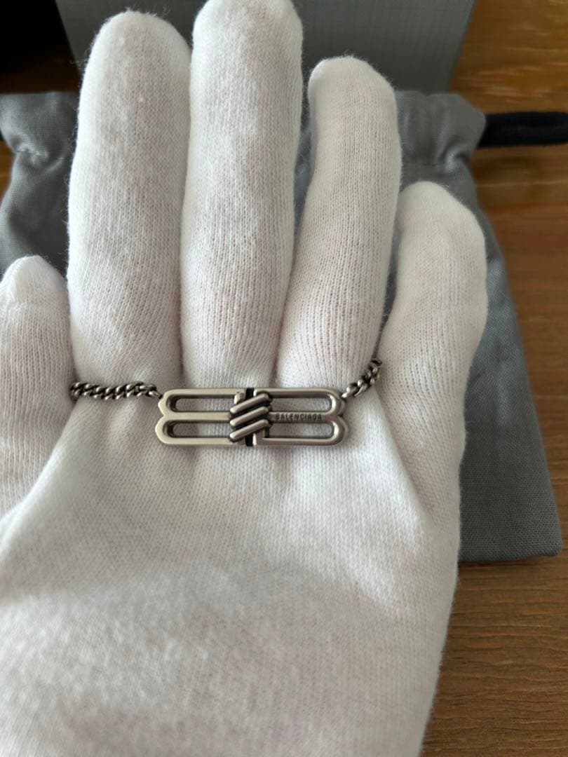 あ*様 BALENCIAGA シルバー チェーンネックレス BBアイコン