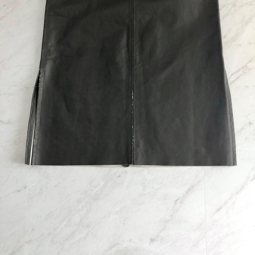 【新品】SEEALL BIKER SKIRT オールレザー ブラック 38