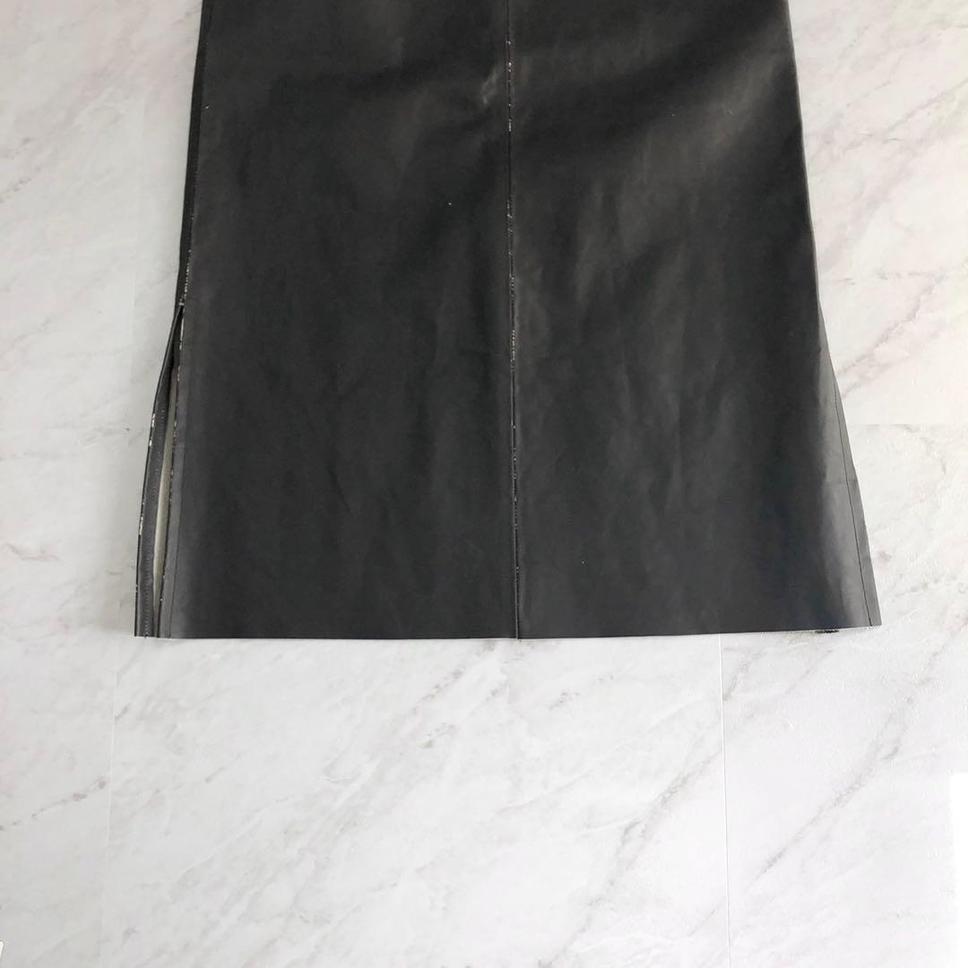【新品】SEEALL BIKER SKIRT オールレザー ブラック 38