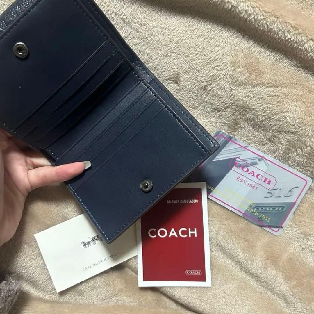 COACH ネイビー 二つ折り財布
