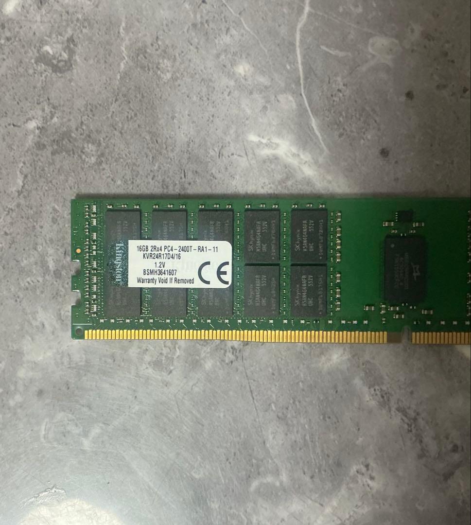 Kingston 16GB DDR4-2400T 2Rx4 ECC メモリ動作品