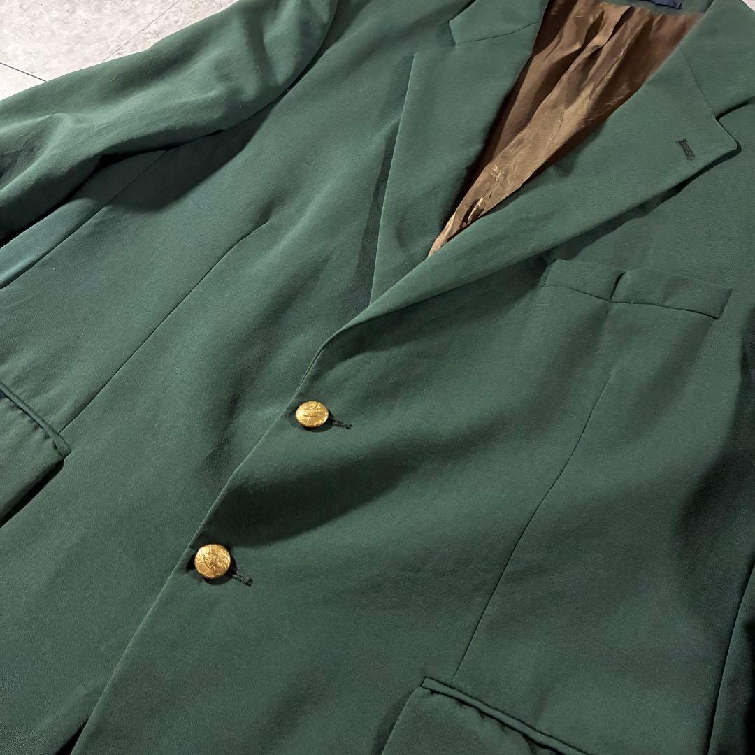 90s CHAPS Ralph Lauren金ボタンテーラードジャケットグリーン