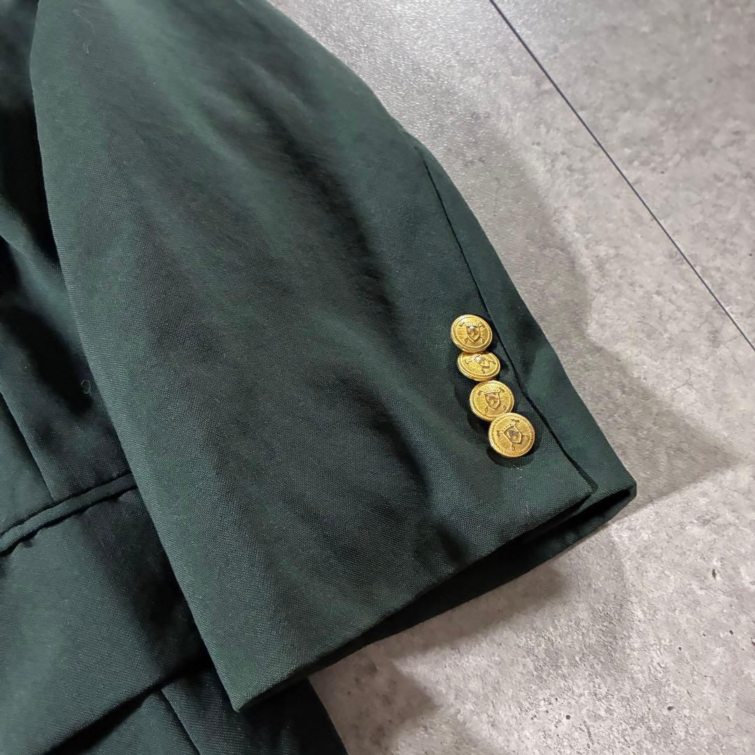90s CHAPS Ralph Lauren金ボタンテーラードジャケットグリーン