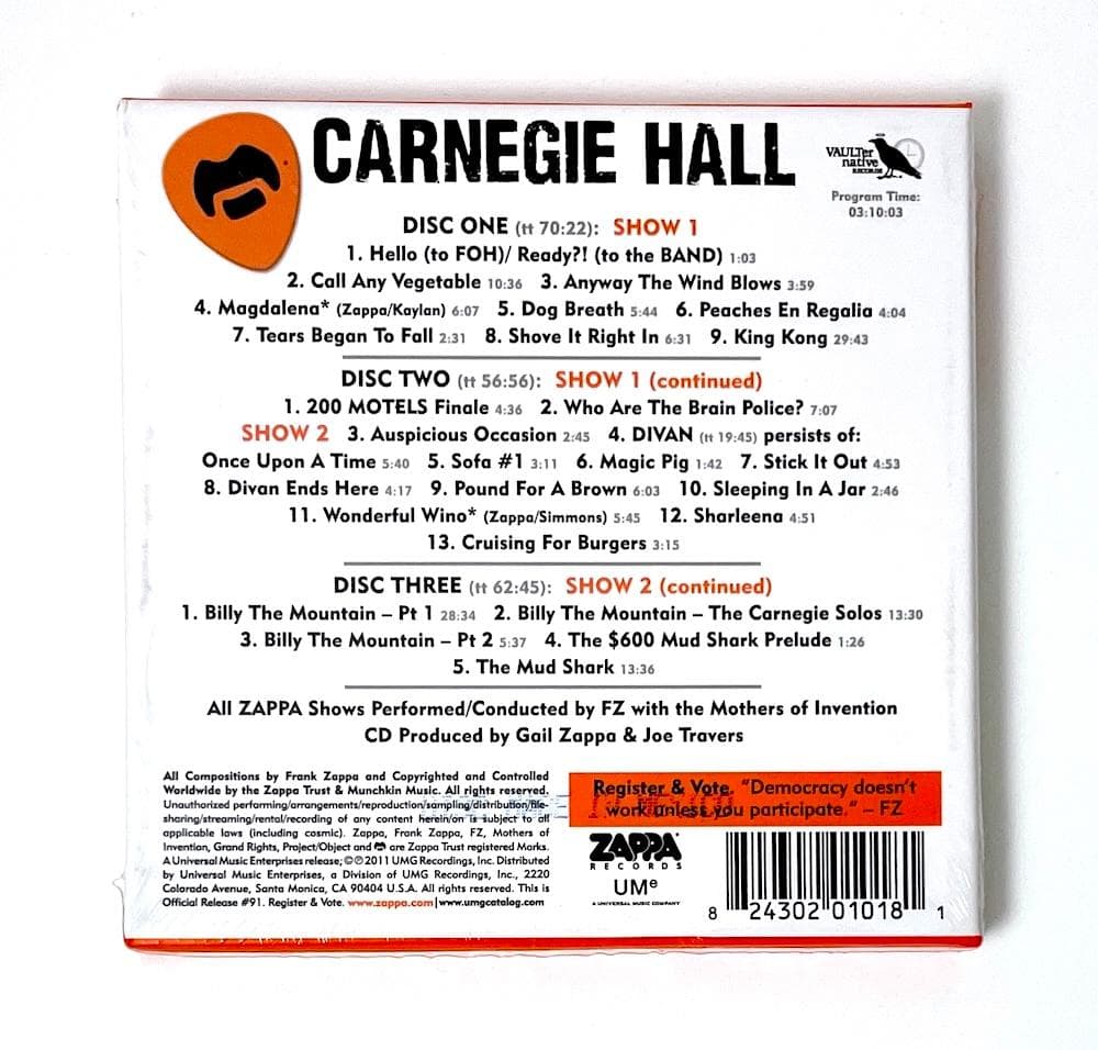 新品未開封 廃盤 FRANK ZAPPA CARNEGIE HALL〈3枚組〉