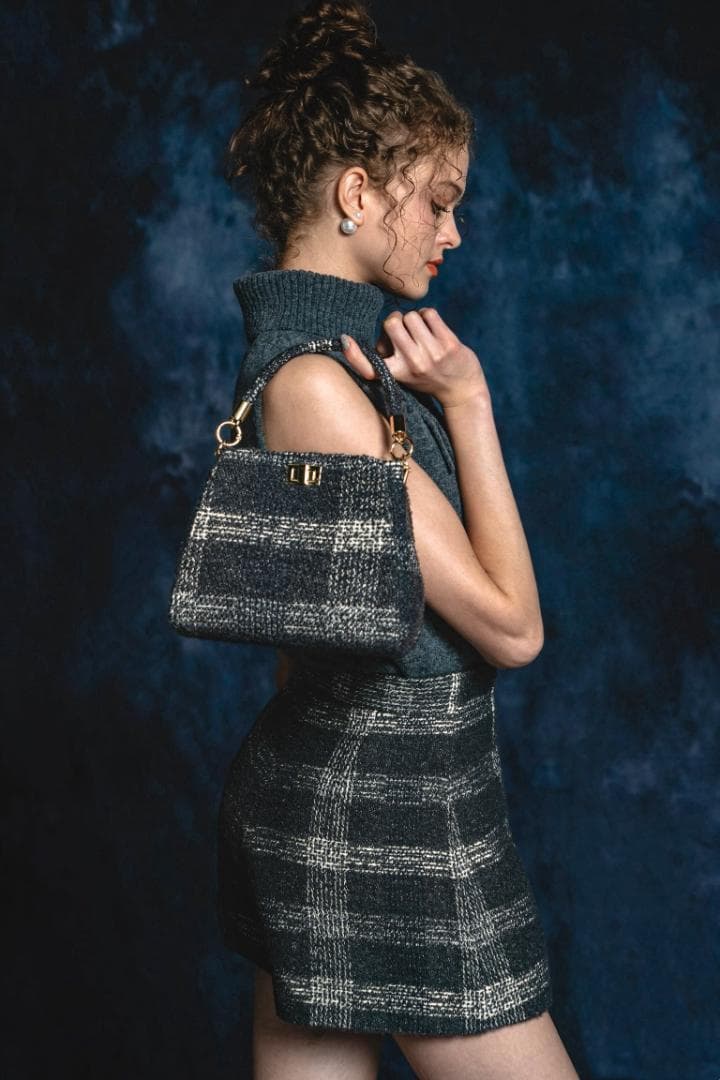 パンツ M sheller check jacquard wrap culottes