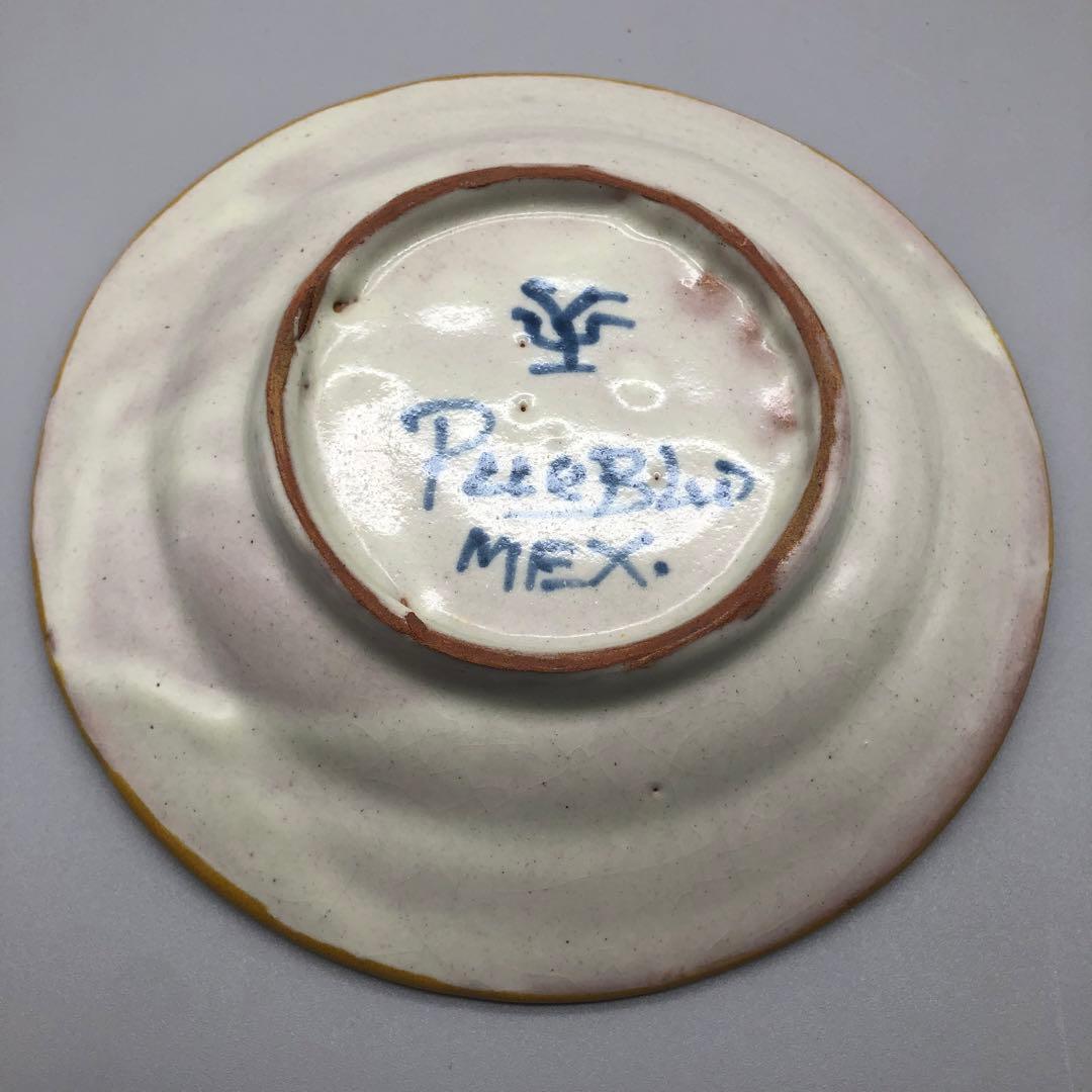メキシコプエブラタラベラ焼ビンテージ陶器伝統工芸鳥バード中皿プレート19cmA