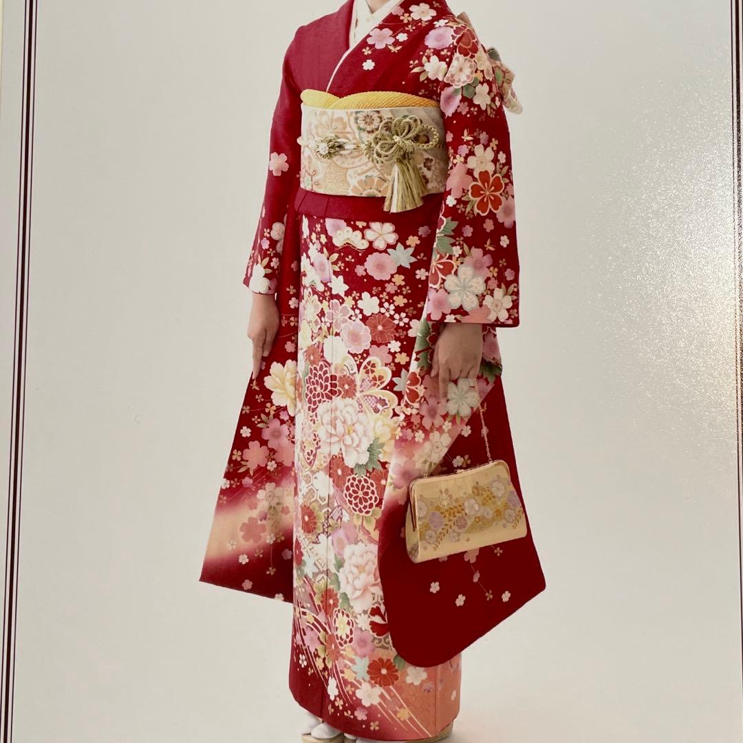 成人式　振袖 フルセット（9点）花柄 赤色　美品