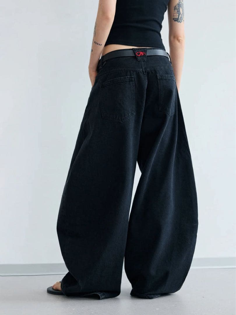 パンツ Peoplesense A-line Wide-leg Jeans Black