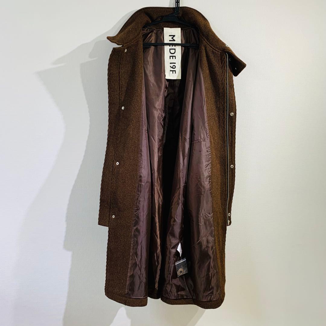 MEDE19F ミックス調ウール混カルゼのハイネックコート　ロングコート
