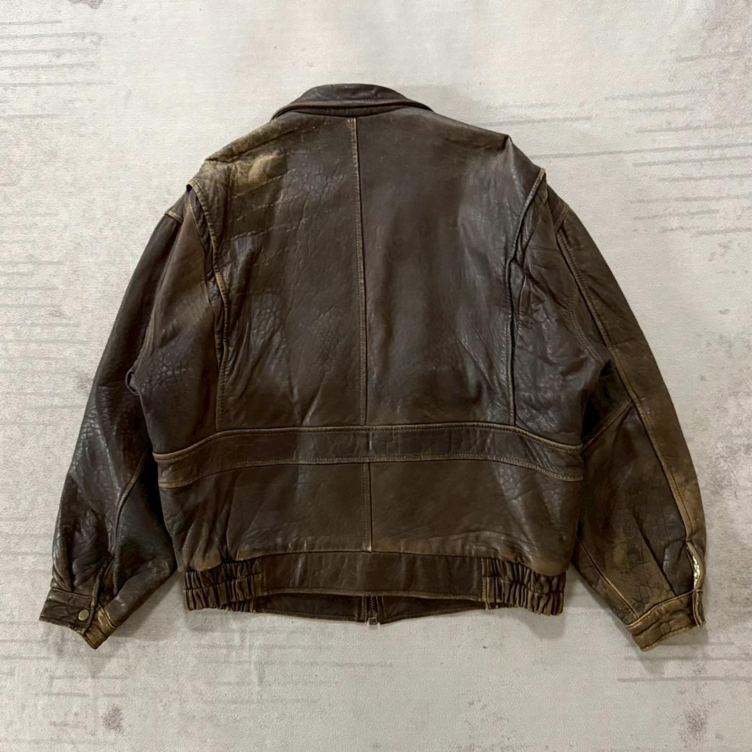 専用 80~90s A-2 短丈 レザーフライトJKT 地図柄 XL