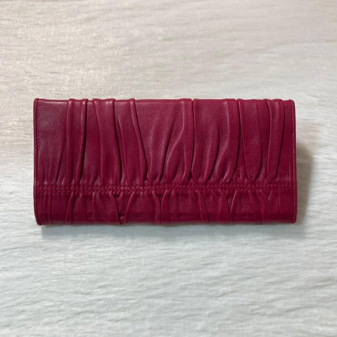 お買い得品　PRADA プラダ　二つ折り　財布　長財布　レザー　ピンク　赤