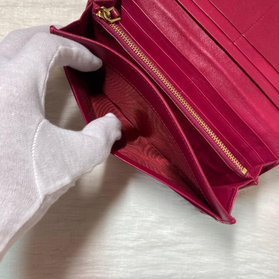 お買い得品　PRADA プラダ　二つ折り　財布　長財布　レザー　ピンク　赤