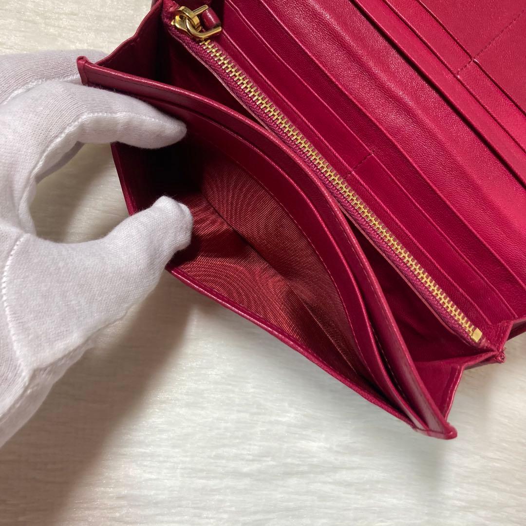 お買い得品　PRADA プラダ　二つ折り　財布　長財布　レザー　ピンク　赤