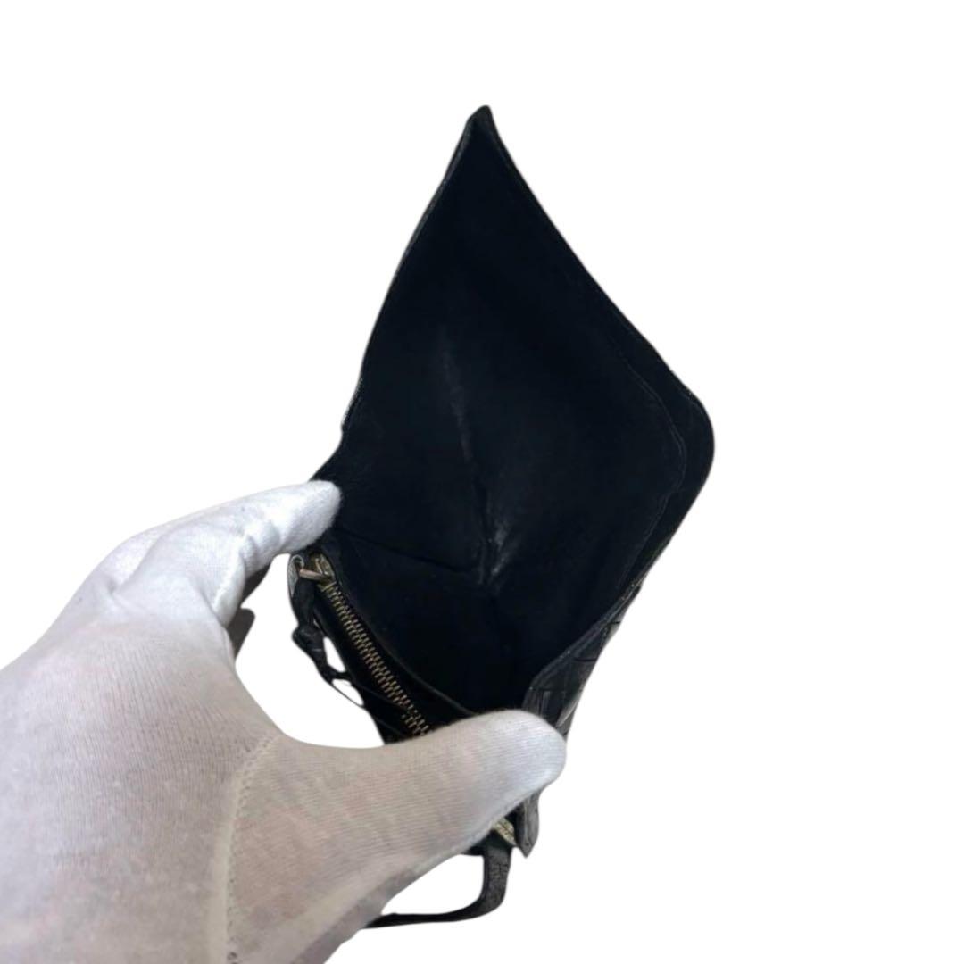 人気　ボッテガヴェネタ　折り財布　ブラック　イントレチャート　ラウンドファスナー