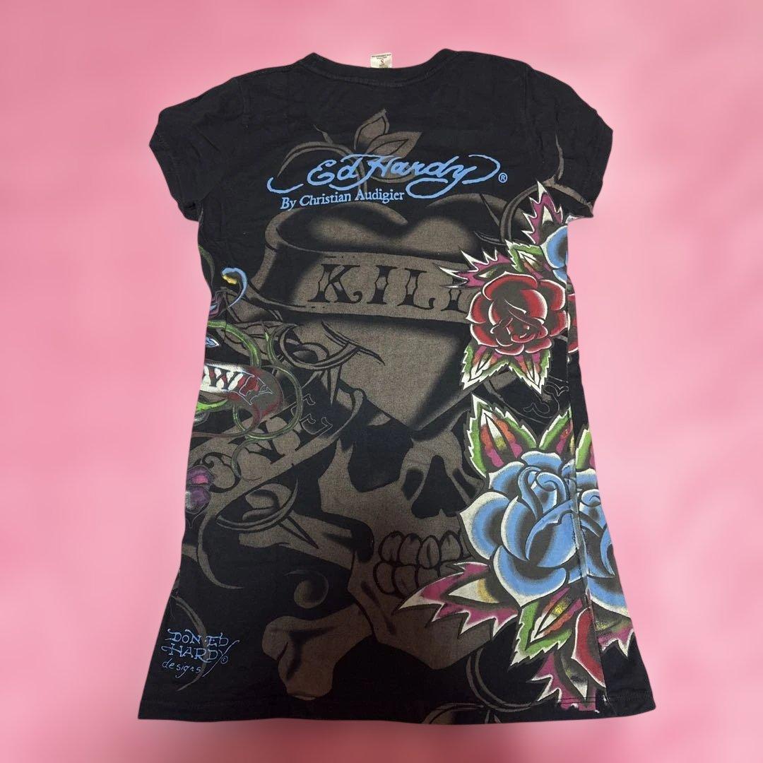 Ed Hardy スカルとバラ 半袖Tシャツ