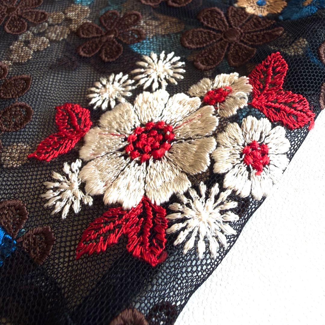 《美品》コムデギャルソン チュール タック フレアスカート フラワー 刺繍