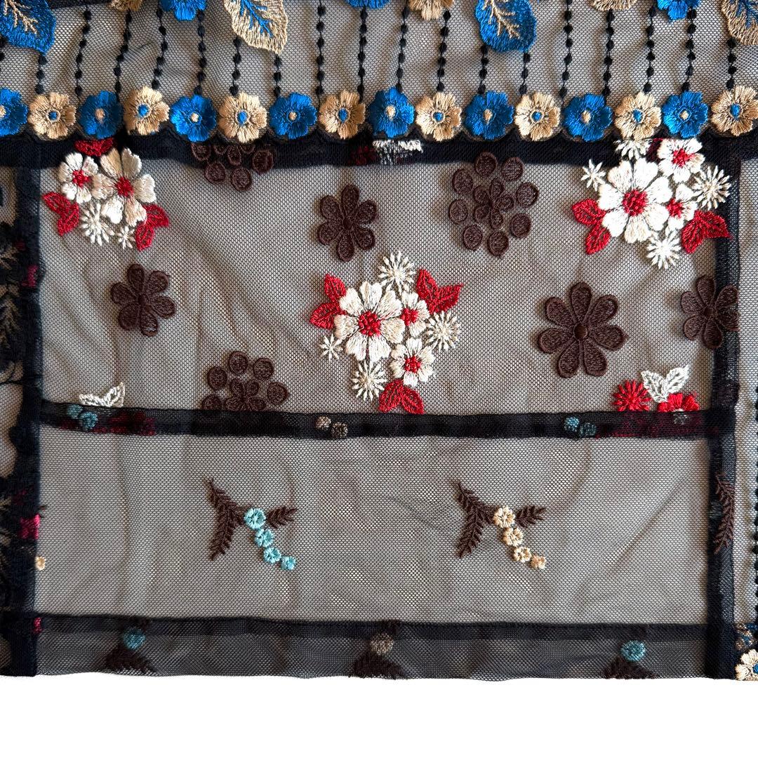 《美品》コムデギャルソン チュール タック フレアスカート フラワー 刺繍