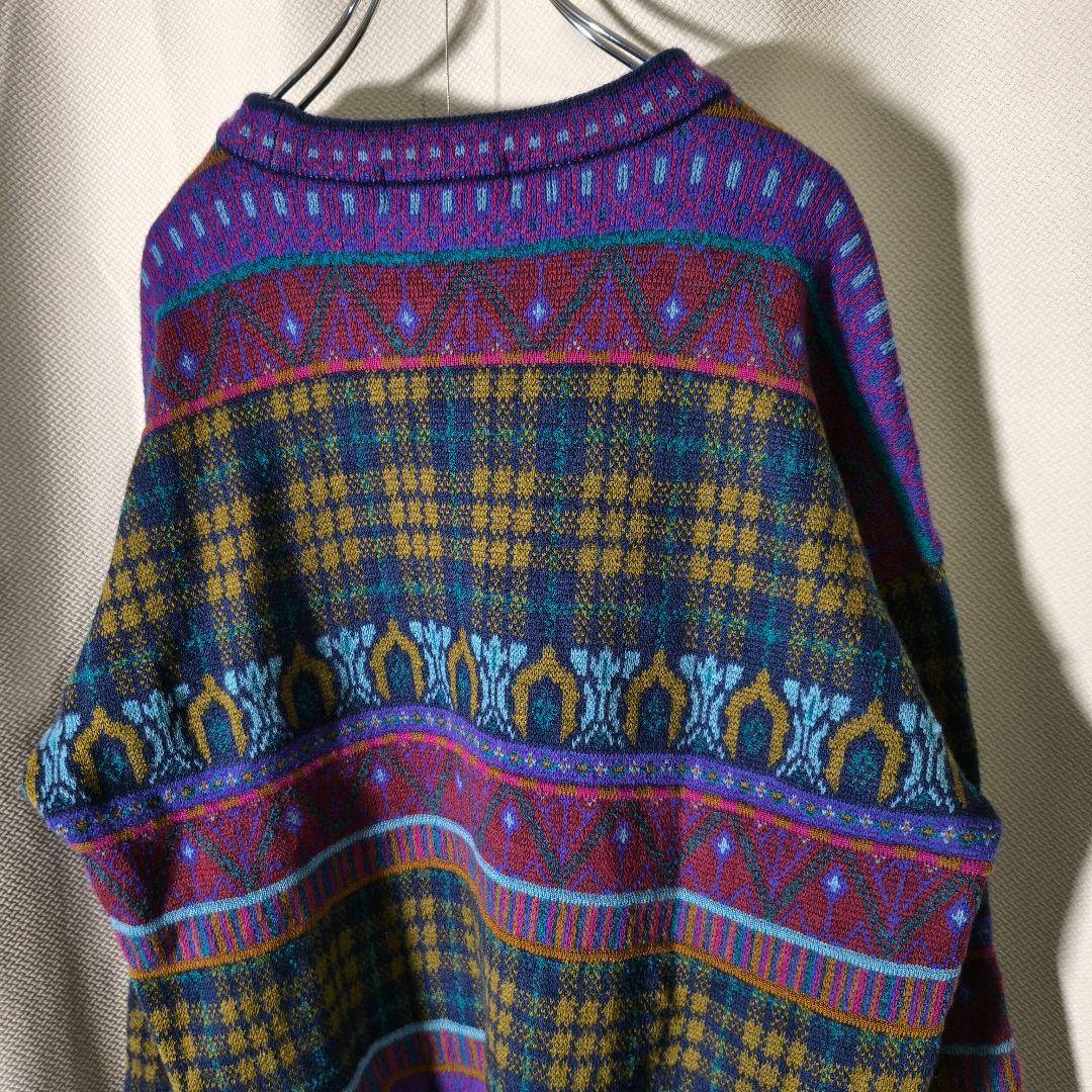 ④ KENZO GOLF ケンゾー ゴルフ 総柄 ニット セーター 刺繍 日本製