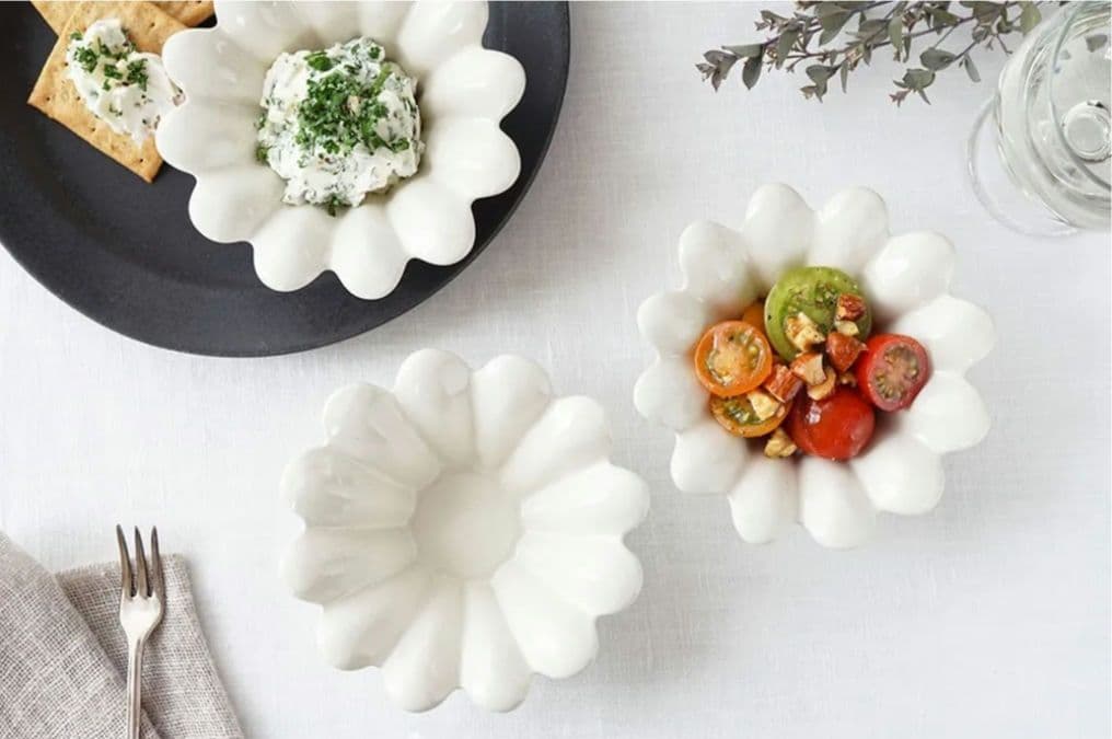 【完売品】よしざわ窯 白いマーガレット小鉢 5枚セット 花型 ナチュラル食器