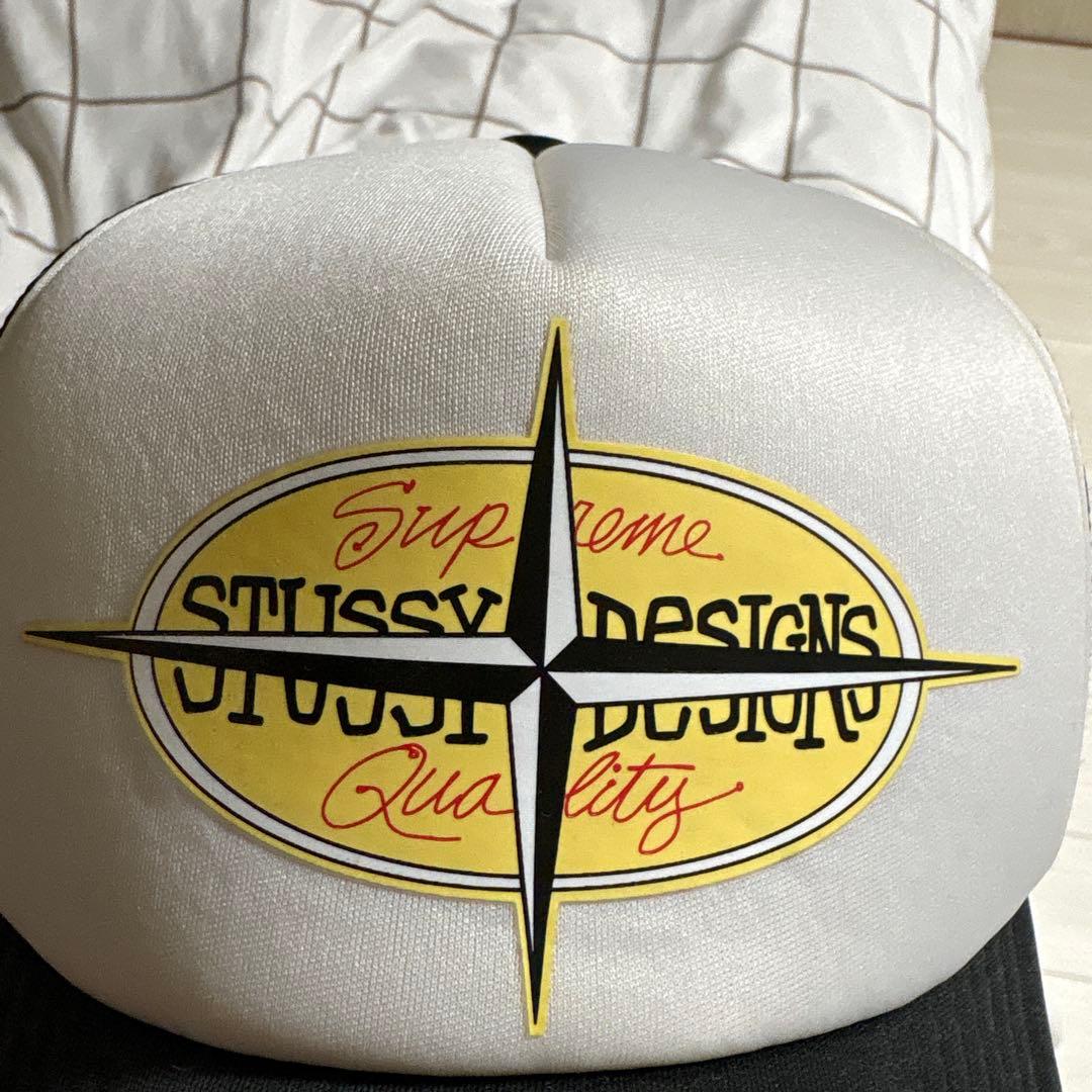 STUSSY トラッカーキャップ ホワイト/ブラック