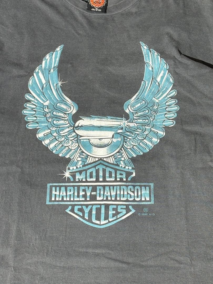 90s USA製｜ハーレー　HARLEY ｜イーグル　メタル｜XL｜炭黒グレー