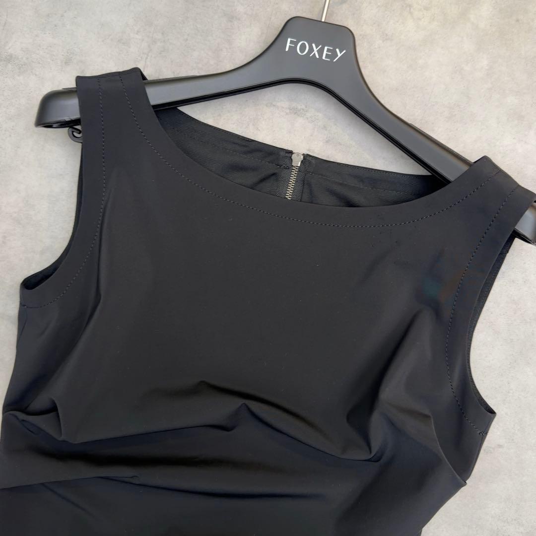【FOXEY NEW YORK】ノースリーブフレアワンピース 黒 38 日本製