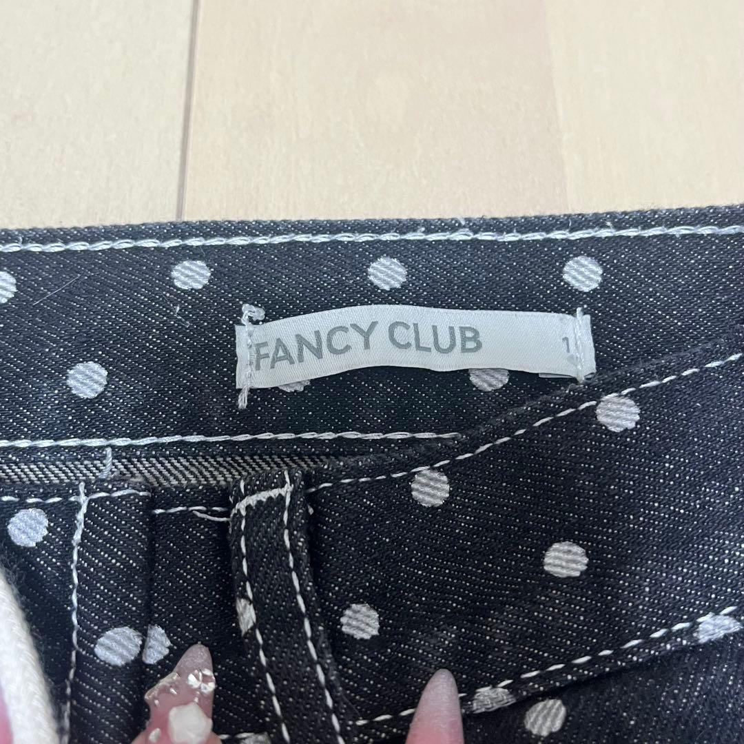 FANCY CLUB水玉模様 ブラックデニム ワイドパンツ