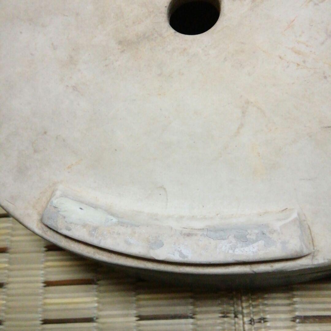 盆栽鉢(均釉楕円)古い物で窯ニューが有りますが鳴きもなく内側には無いようです