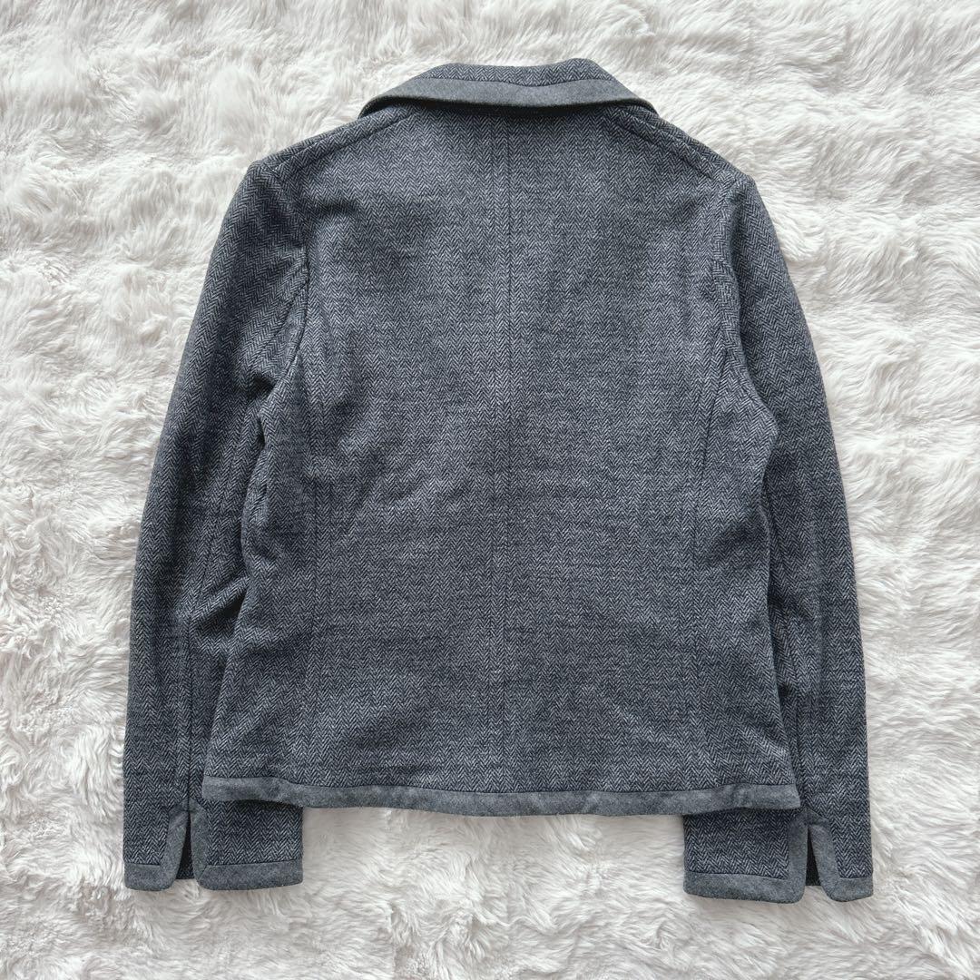45R★綿ウールジャガードジャケット　ヘリンボーン　カシミヤ混