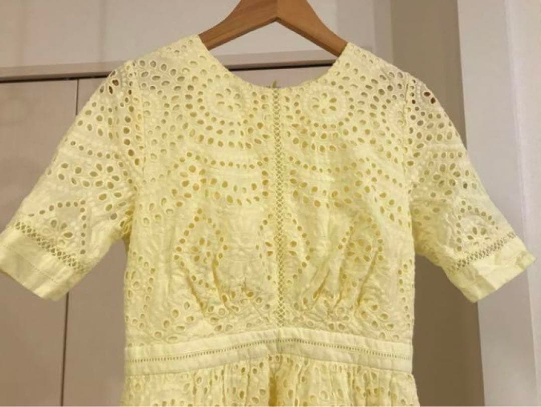 【完売品】セルフォード　レースワンピース　38サイズ　黄色レモン色